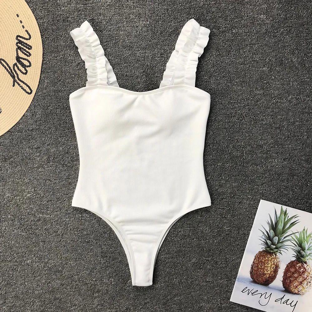 ZTVitality Sexy White Swimwear Women 2019 New Arrival Padded Bra Push Up Thong Lace Straps One Piece Female Swimsuit Monokini