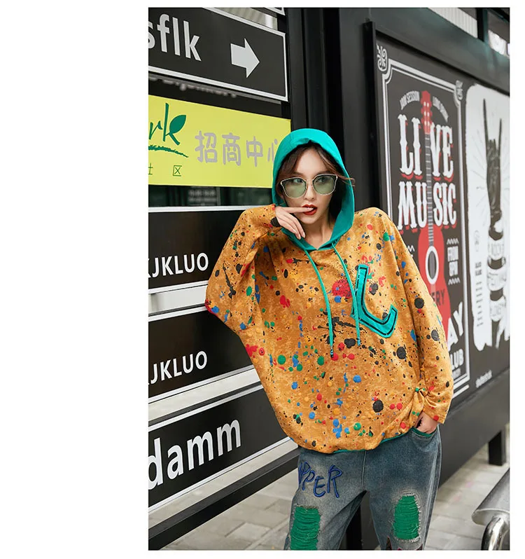 Max LuLu/Новинка года; корейский стиль; модная женская осенняя одежда в стиле панк; женские толстовки с капюшоном; повседневные женские толстовки с цветочным принтом