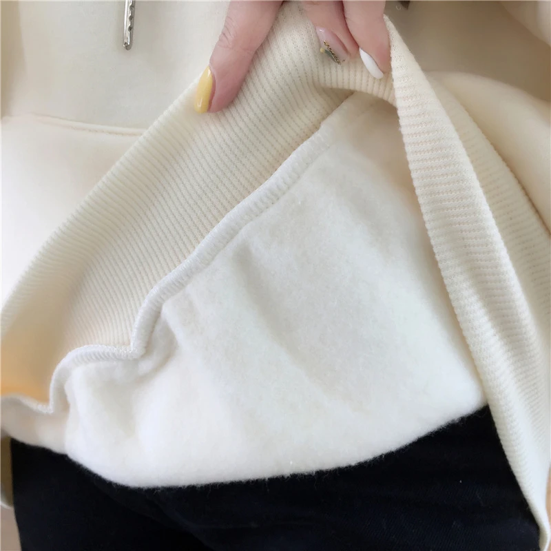 

Oversized Hoodie Sweatshirt Women's Korean Style Letters Embroidery Zipper up Oversized Hoodies Autumn Winter Thick Sweatshirt