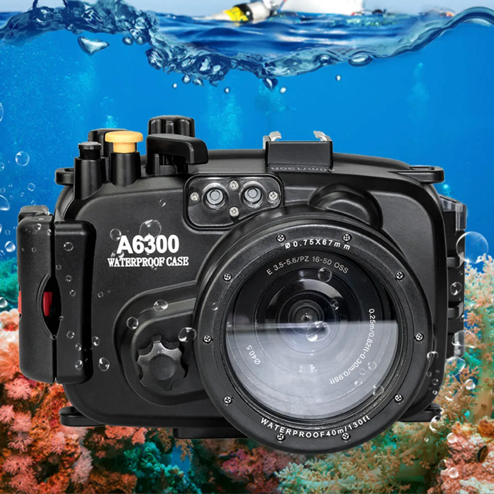 A6300 130 футов/40 м водонепроницаемый корпус для подводной камеры чехол для дайвинга sony A6000 A6300 A6500 A6100 A6400 16-50 мм чехол для сумки - Цвет: A6300