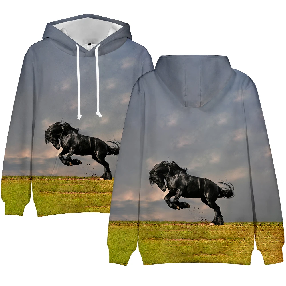 Новые толстовки с 3D-принтом лошади для мальчиков и девочек уличная одежда