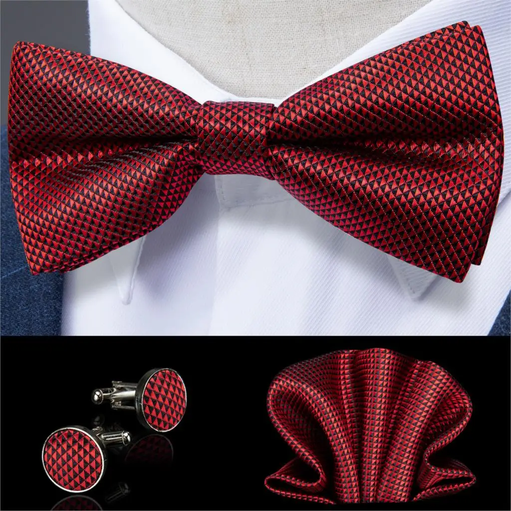 Красный однотонный Шелковый галстук бабочка для мужчин классический свадебный