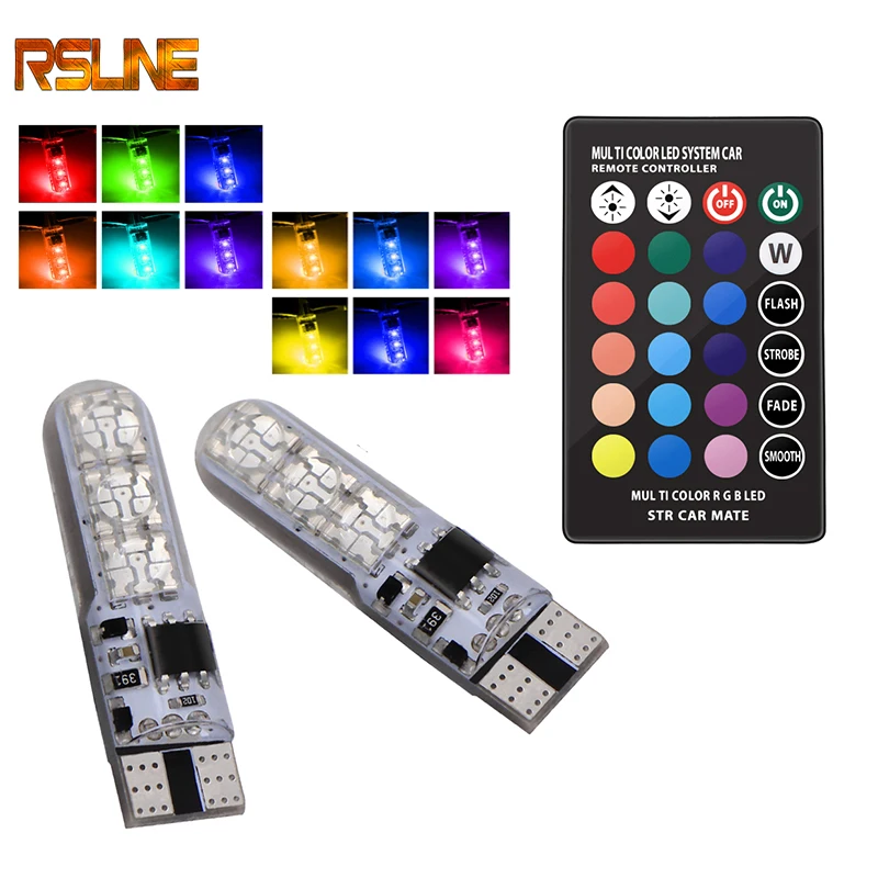 2 шт. RGB T10 W5W светодиодный 194 168 5050 SMD автомобильный купольный светильник для чтения