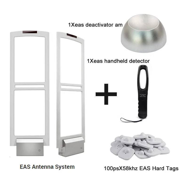 EAS Shopping Mall Anti Theft Gate EAS Alarm System With Hard Labels Tags & Deactivator & Handheld Tester