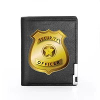 high quality security officer printing leather mens wallet credit card holder short male slim purse