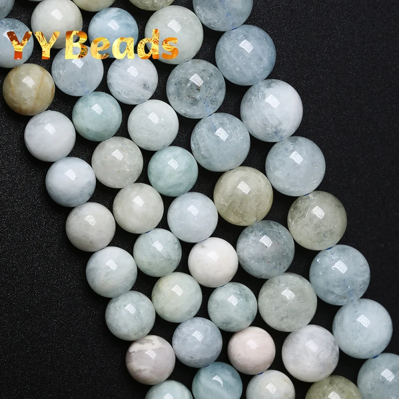 

Natural Colorful Aquamarines Stone Beads 6-12mm Blue Crystal Round Loose Charm Beads For Jewelry Making DIY Bracelets Necklaces