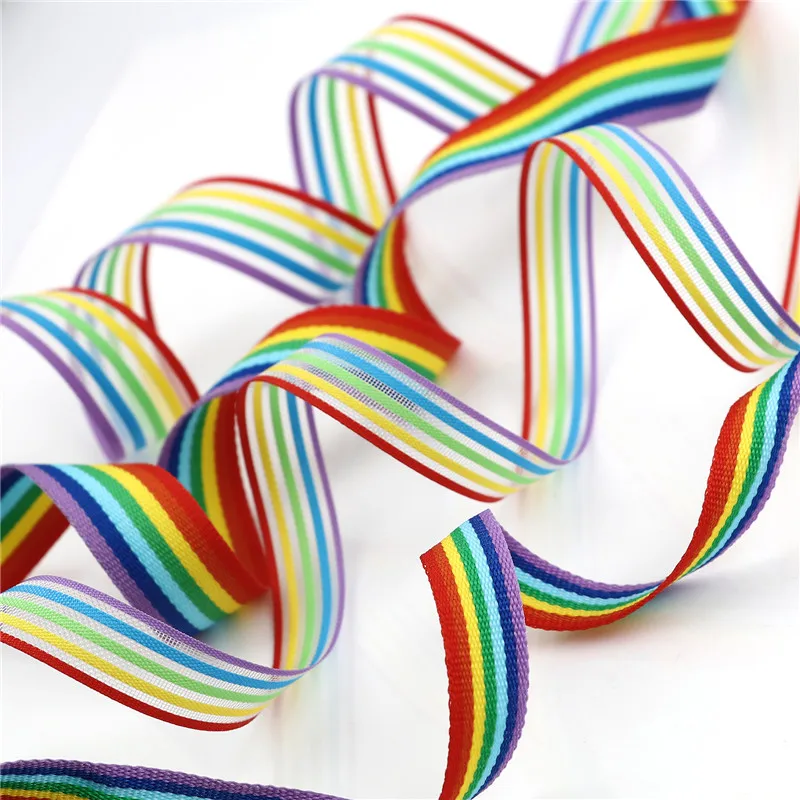 

20 yards Beautiful Rainbow Ribbon For Wedding Decoration Gift Wrapping Hair Bows DIY Christmas Ribbon Choker Material 10mm 15mm