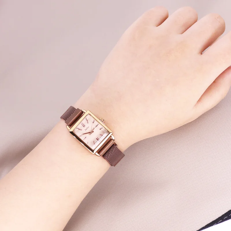 Женские часы с магнитной пряжкой японские кварцевые Элегантные Простые Модные