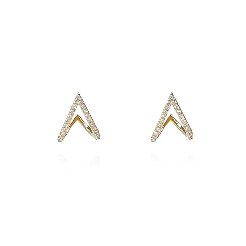 

2020 New Arrival Trendy Geometric Crystal Temperament Hollow Love Small Stud Earrings For Women Fashion Jewelry Gifts