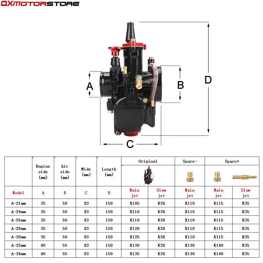 Универсальный карбюратор PWK 21 24 26 28 30 32 34 2T 4T от 70 куб. См до 350 для мотоциклов Yamaha