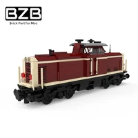 bzb moc city electric train v100 german cargo locomotive train track building block kids diy toys brick model boy gils best gift