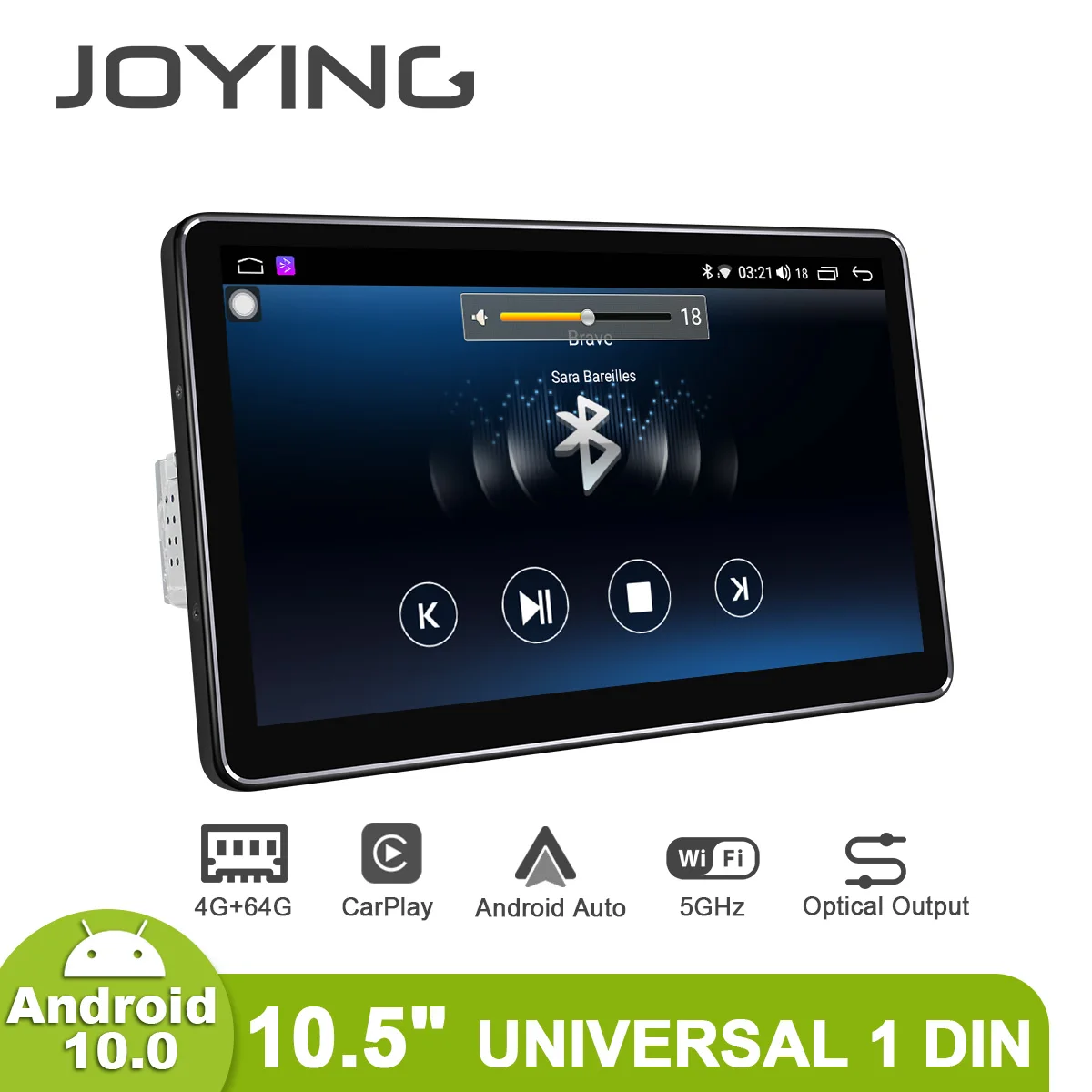 저렴한 Joying-안드로이드 10 자동차 라디오 스테레오 10.5 인치 범용 중앙 멀티미디어 1 Din 비디오 플레이어 헤드 유닛 무선 카플레이 4G 모듈