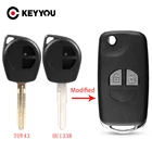 KEYYOU 2 кнопки для Suzuki SX4 Swift Grand Vitara Брелок чехол + кнопочная панель модифицированный Флип складной автомобильный чехол для дистанционного ключа