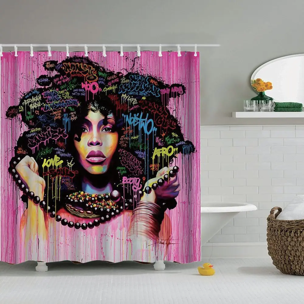 Занавеска для душа Dafield женщин африканская девушек водонепроницаемая ткань