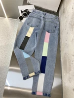 new spring 2021 high quality women patchwork straight jeans female casual denim trouse pants gdnz 1 10