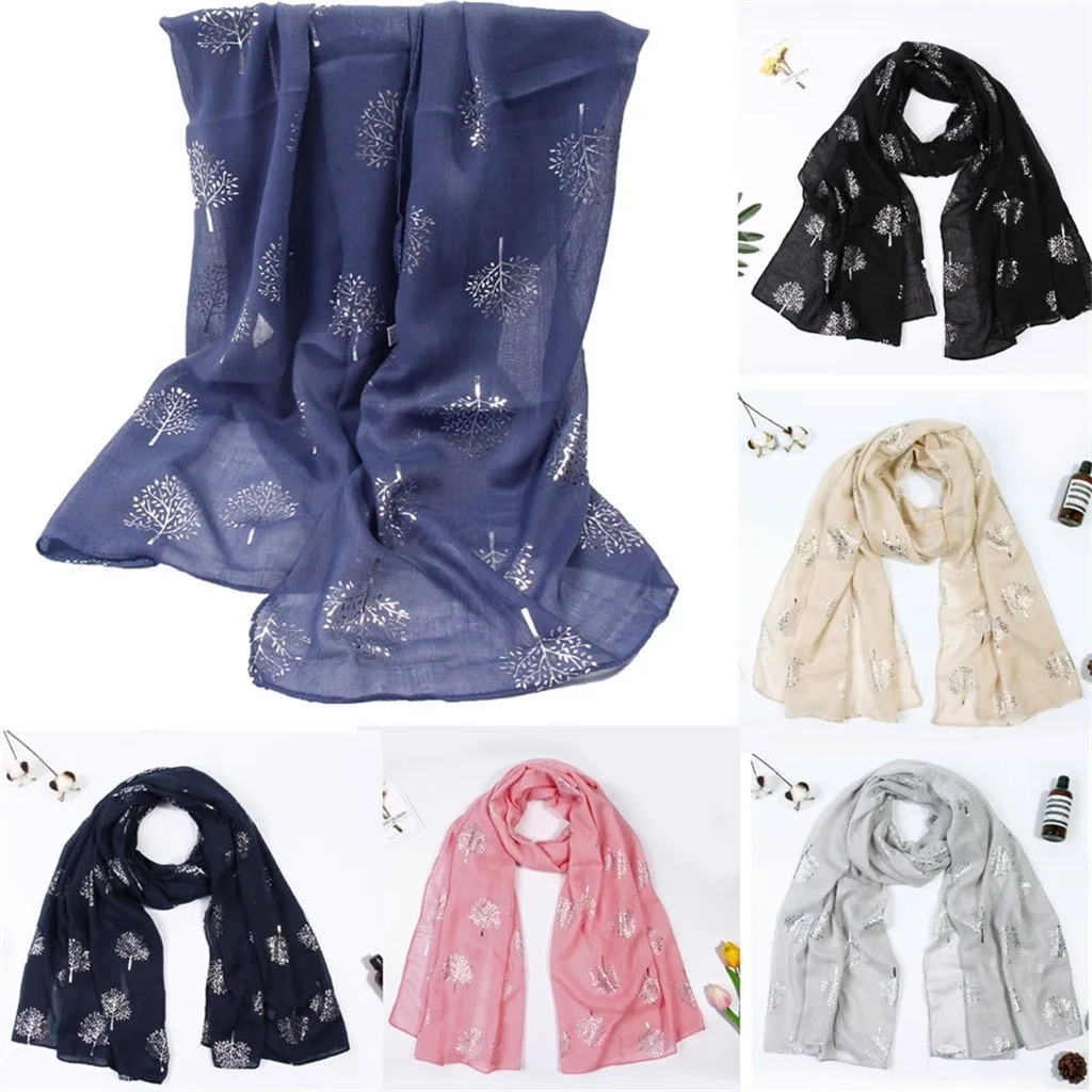 Модные шарфы для женщин элегантный эскиз деревьев Длинный мягкий шарф шаль