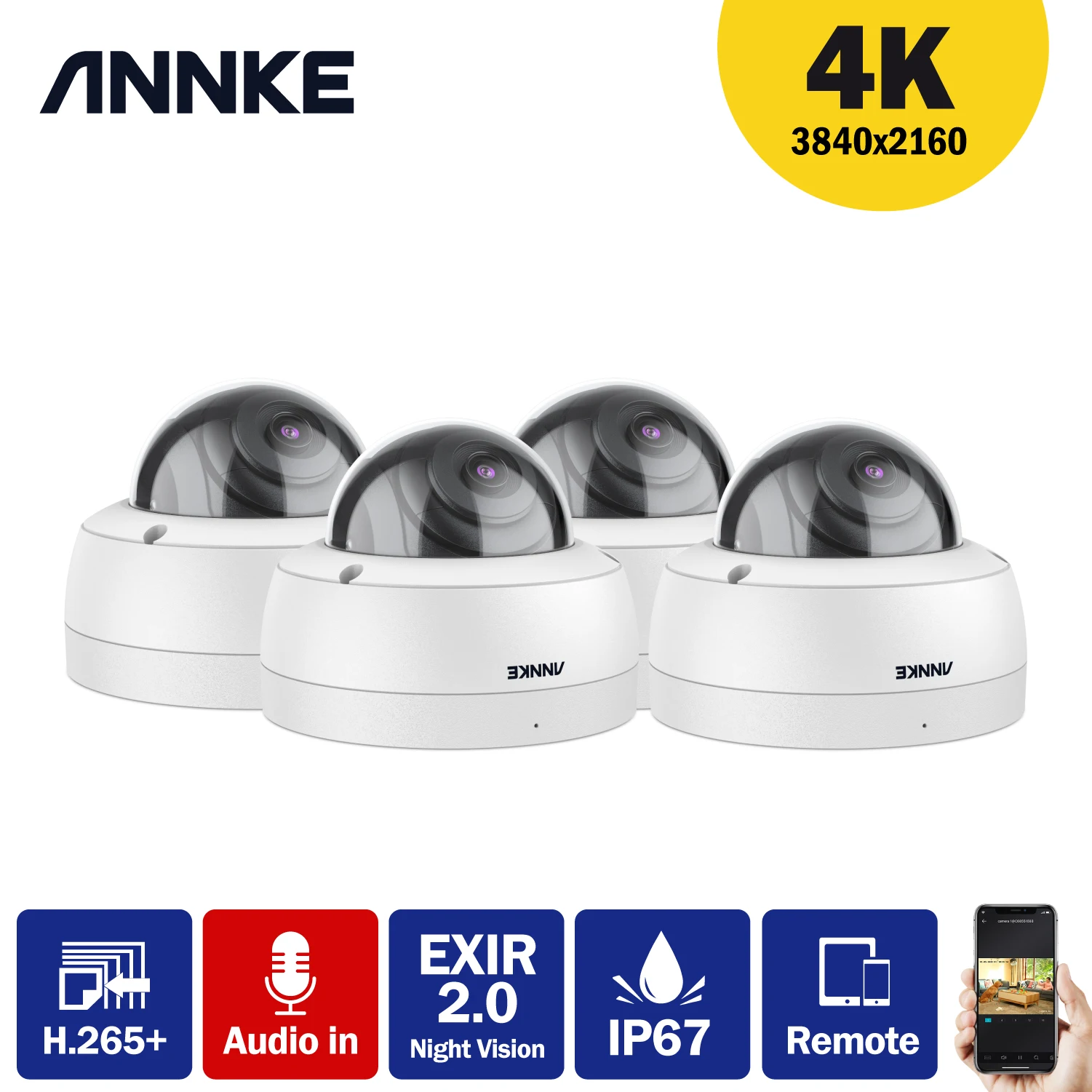 Камера видеонаблюдения ANNKE Ultra HD 8 Мп 4K с функцией ночного видения | Безопасность и