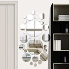 30x геометрический круг зеркало стикер стены домашний фон украшение дома 3D аксессуары Стерео съемное круглое зеркало