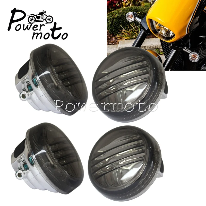 Smoke/Clear 4pcs Turn Signal Lense Replacement Front & Rear Indicator Lens Cover for Suzuki Boulevard M109R C109R C1800R M50 C90