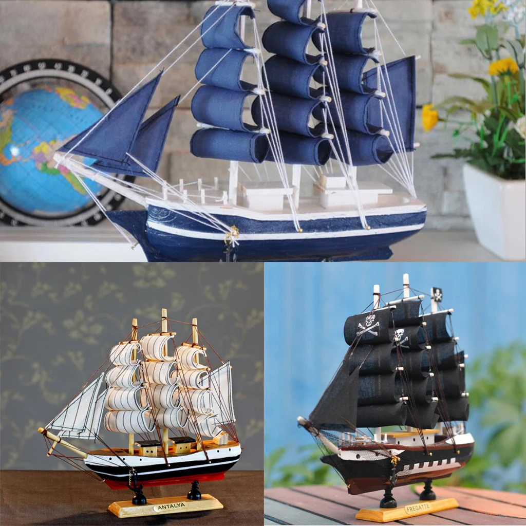 

Nautical Mini Wooden Craft Sailing Boat Rudder Ship Home Desktop Display Model