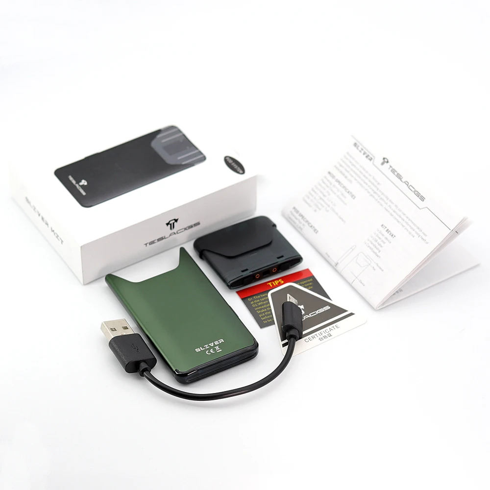 

Original Teslacigs Sliver vape pod system organic cotton Coil 1.4ohm 2ml tank Pods Starter Kit