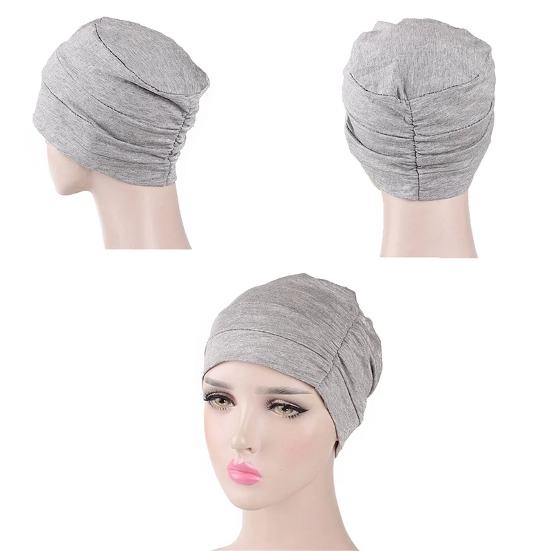 

1PC India Hat Muslim Ruffle Cancer Chemo Hat Beanie Scarf Turban Head Wrap Cap