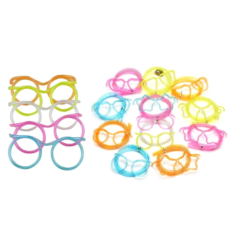 

5/10 шт. популярные круглые соломенные очки разных цветов для шуток и розыгрышей