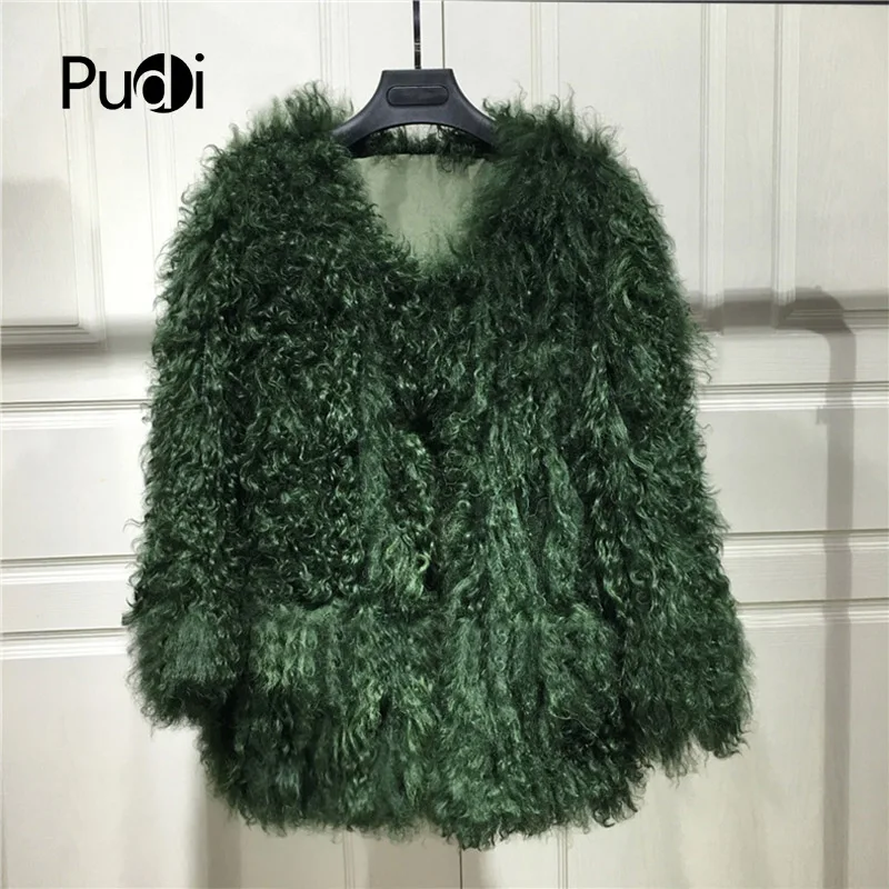 

CT7051 New HOT! Genuine Fleece Wool Fur Coat White Color Women Fur Jacket Long Style Brand New Women Knitted Fur Coats