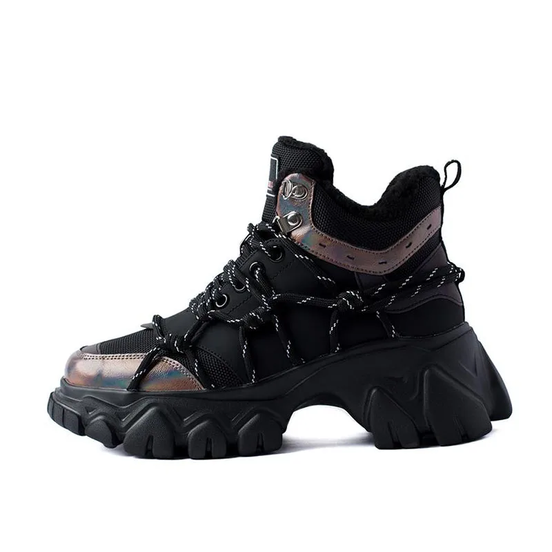 RIZABINA зимние кроссовки женские ботильоны из натуральной кожи на толстой подошве