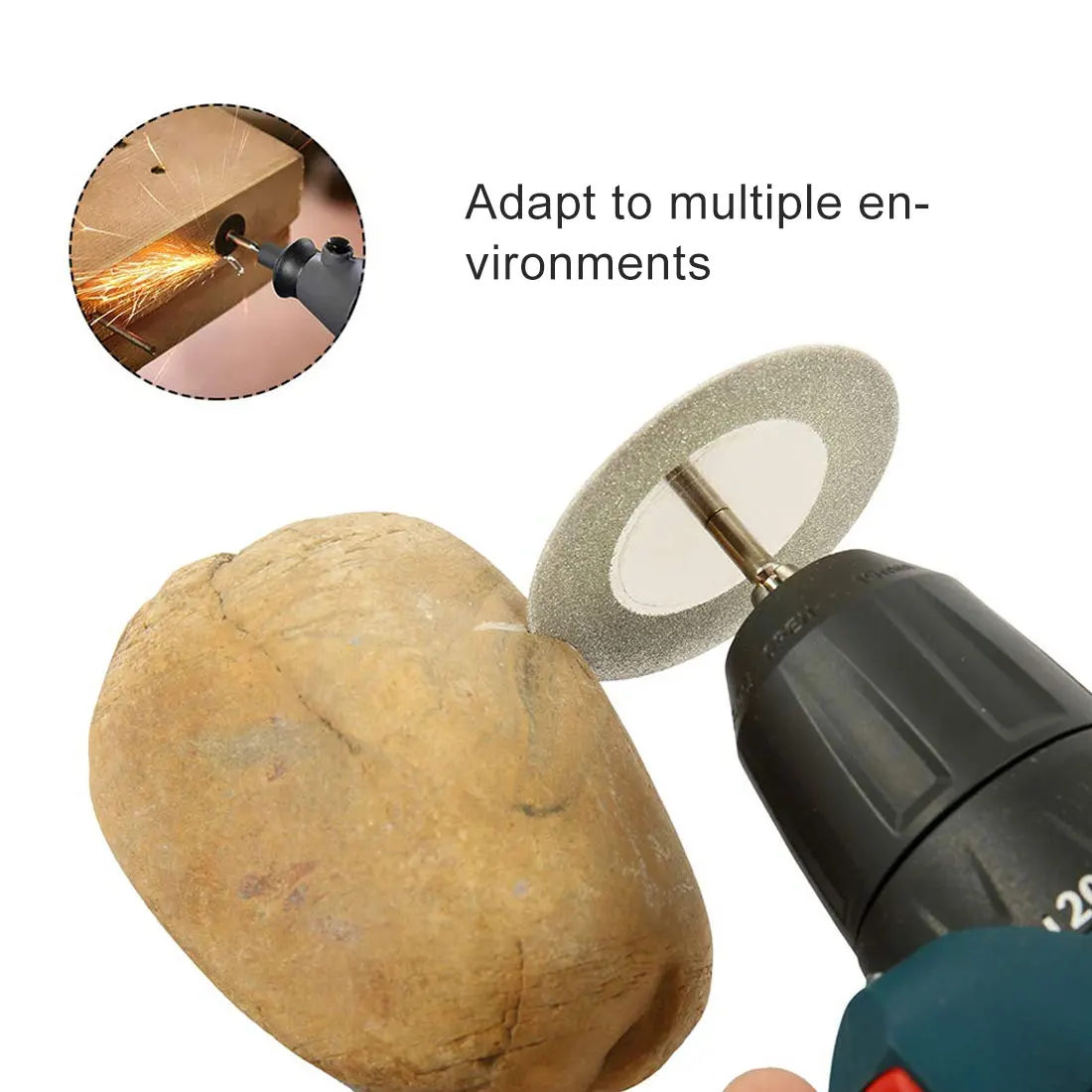 

New Hot Sale 10Pcs 22mm Mini Sharp Diamond Cut Off Rotary Tool Cutting Disc Disks DIY Tools Accessories For Dremel with 2Pcs Rod