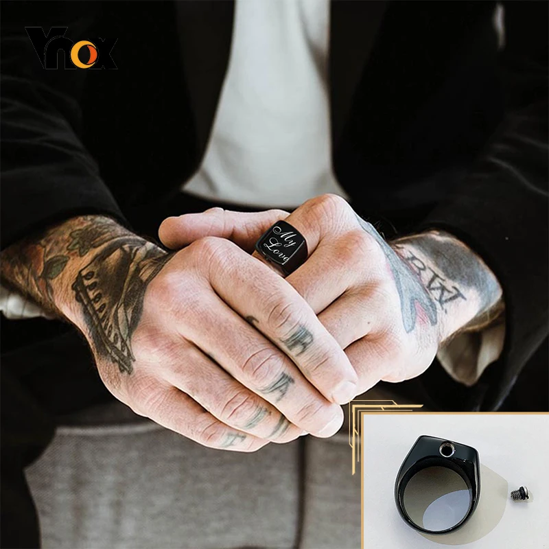 

Vnox Free Custom Engrave Cremation Urn Rings for Men, Hold Loved Ones Ashes for Funeral Keepsake Gift,Memorial Jewelry