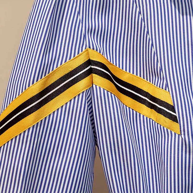 Женское осеннее элегантное Полосатое синее платье рубашка для женщин 2020 Новое