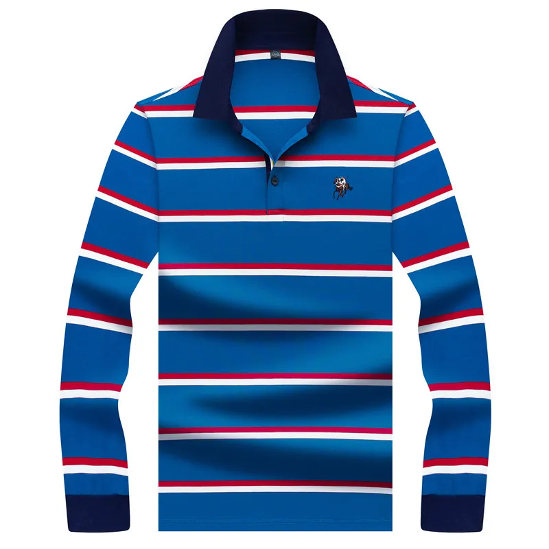 Весенне осенняя мужская рубашка поло с длинным рукавом высокое качество хлопок в