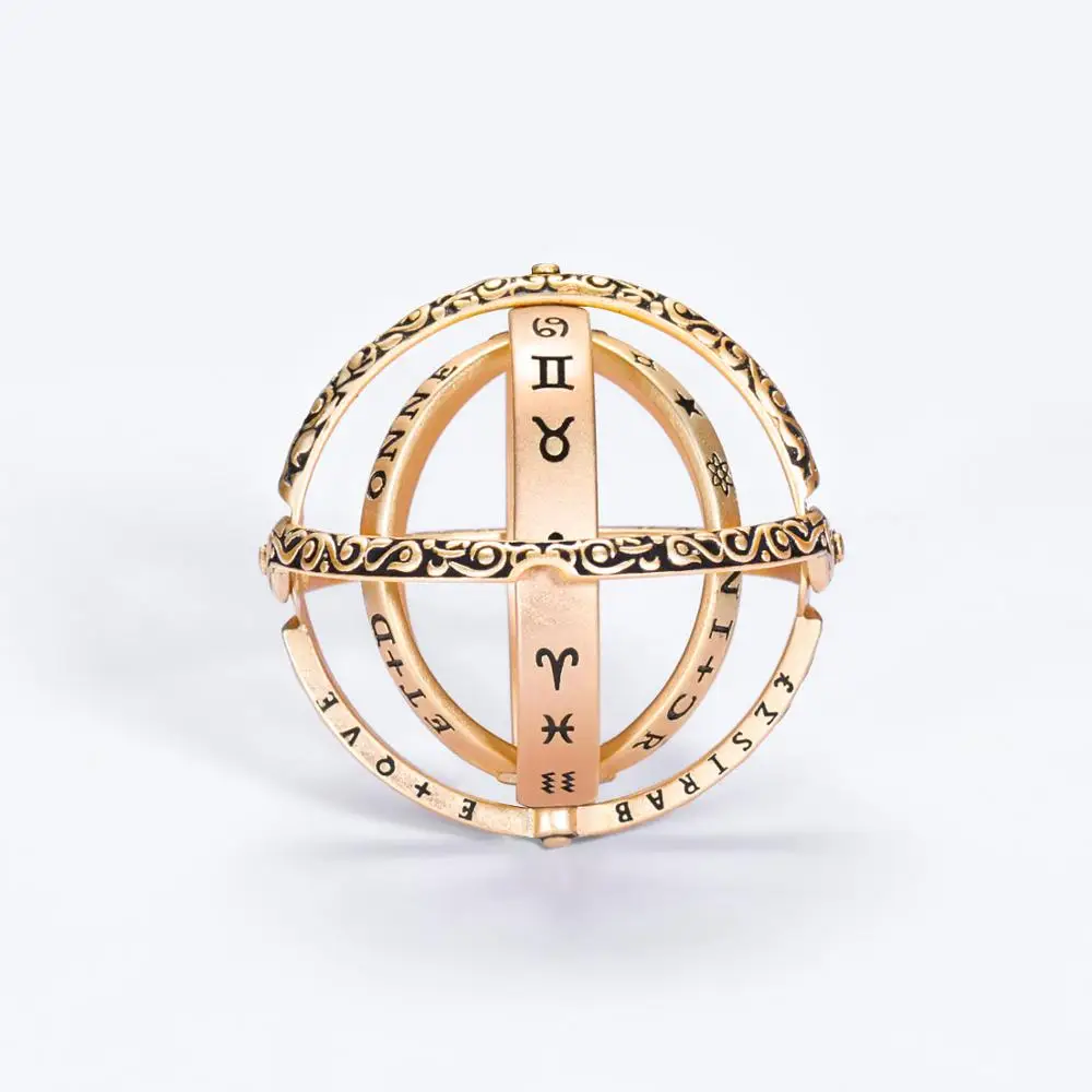 Кольцо из стерлингового серебра 925 пробы с астрономическим шариком Золотое