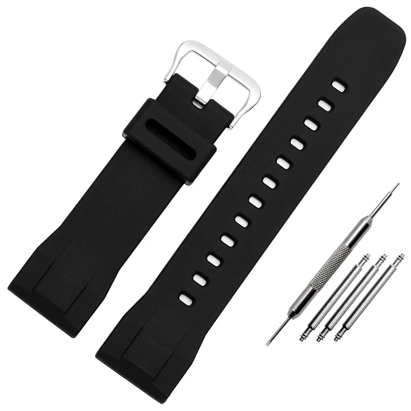 Силиконовый резиновый ремешок для часов 24 мм для casio PRG-600YB-3 prg-650 PRW-6600 часы с ремешком, водонепроницаемые часы, браслет Спортивные ремни для наручных часов - Цвет ремешка: silver buckle