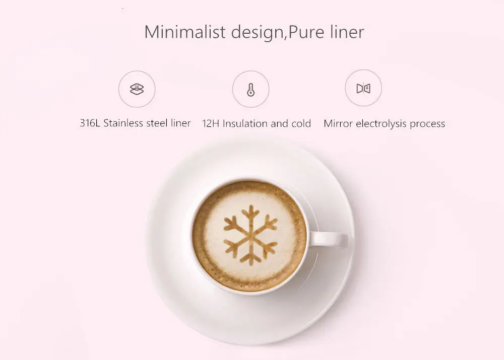 Термос Xiaomi Mijia, 500 мл, Термокружка, термос с теплоизоляцией для воды, 316L, нержавеющая сталь, 12 часов, сохраняет тепло/холода