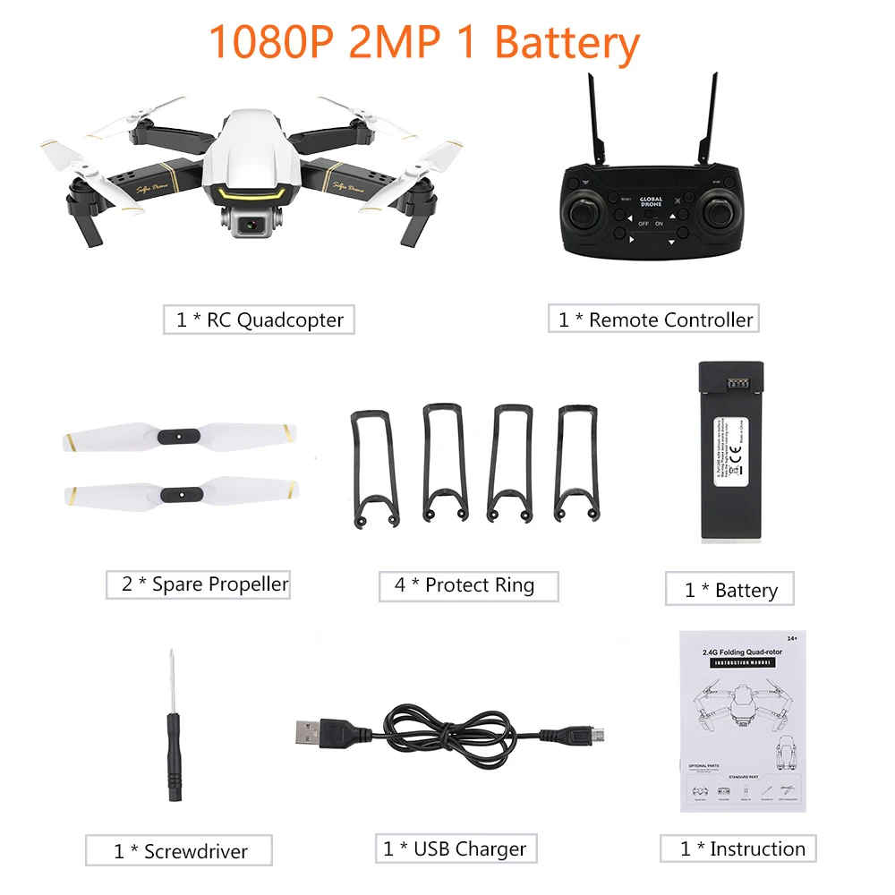 Мини-Дрон GLOBAL Drone GW89 RC Дроны с камерой hd 1080P 2MP Wifi FPV складной Радиоуправляемый квадрокоптер с 2/3 батареей VS E58 H37 - Цвет: 1080P 2MP white