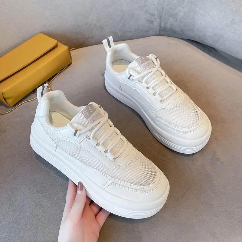 

Small White Shoes Tennis Female Casual Sneaker Women Shallow Mouth All-Match Round Toe Clogs Platform New Breathable Summer