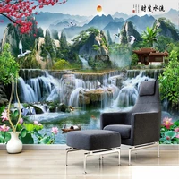 custom murals beautiful landscape waterfall lotus 3d photo wallpaper living room study wall home decor papel pintado de pared