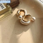 Женские серьги-кольца с жемчугом, необычные дизайнерские серьги неправильной формы в Корейском стиле, аксессуары для готической вечеринки, 2021