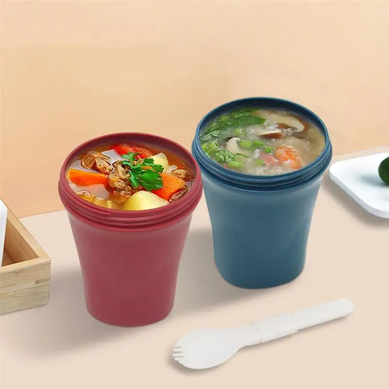 

450ml Sealed Soup Cup with Lid Microwaveable Soup Pot with Spoon Water Breakfast Portable Lunch Box for Home Offie School