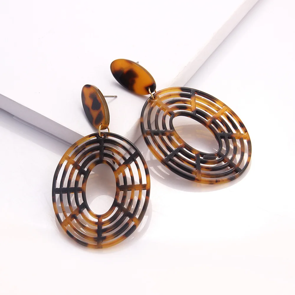 Новые Индивидуальные ацетатные акриловые геометрические Висячие серьги женские