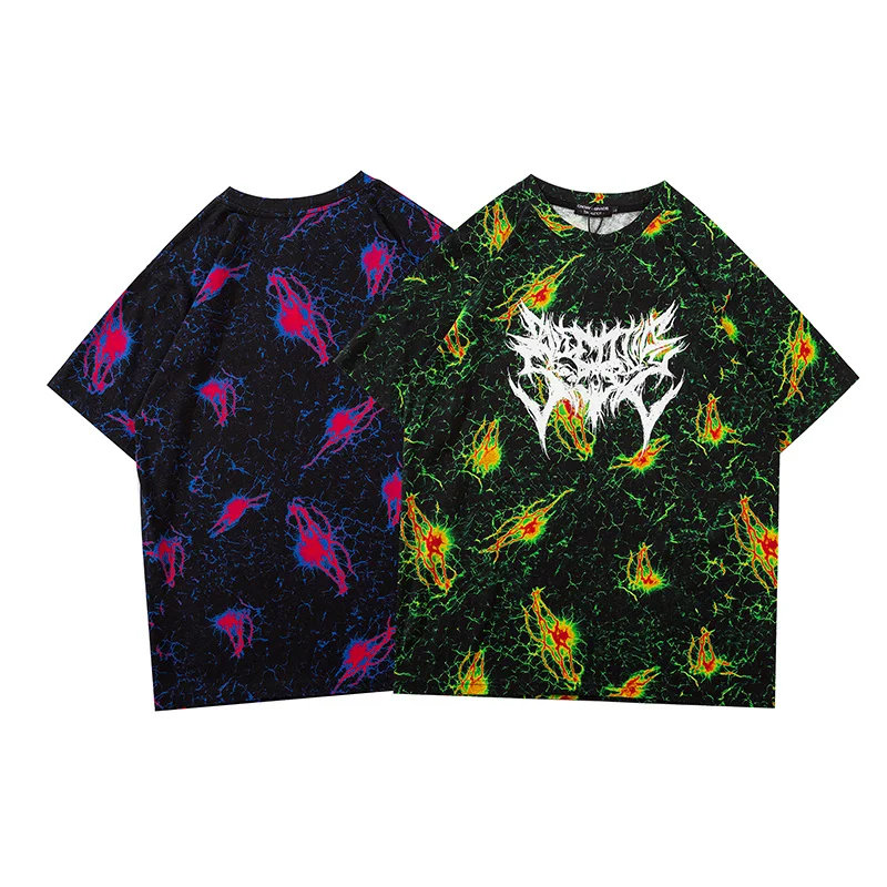 

Mens Dark Style T Shirt Oversize Vintage Tshirts 2021 Summer Unisex Short Sleeve blue tees 100%Cotton Couple Tops streetwear