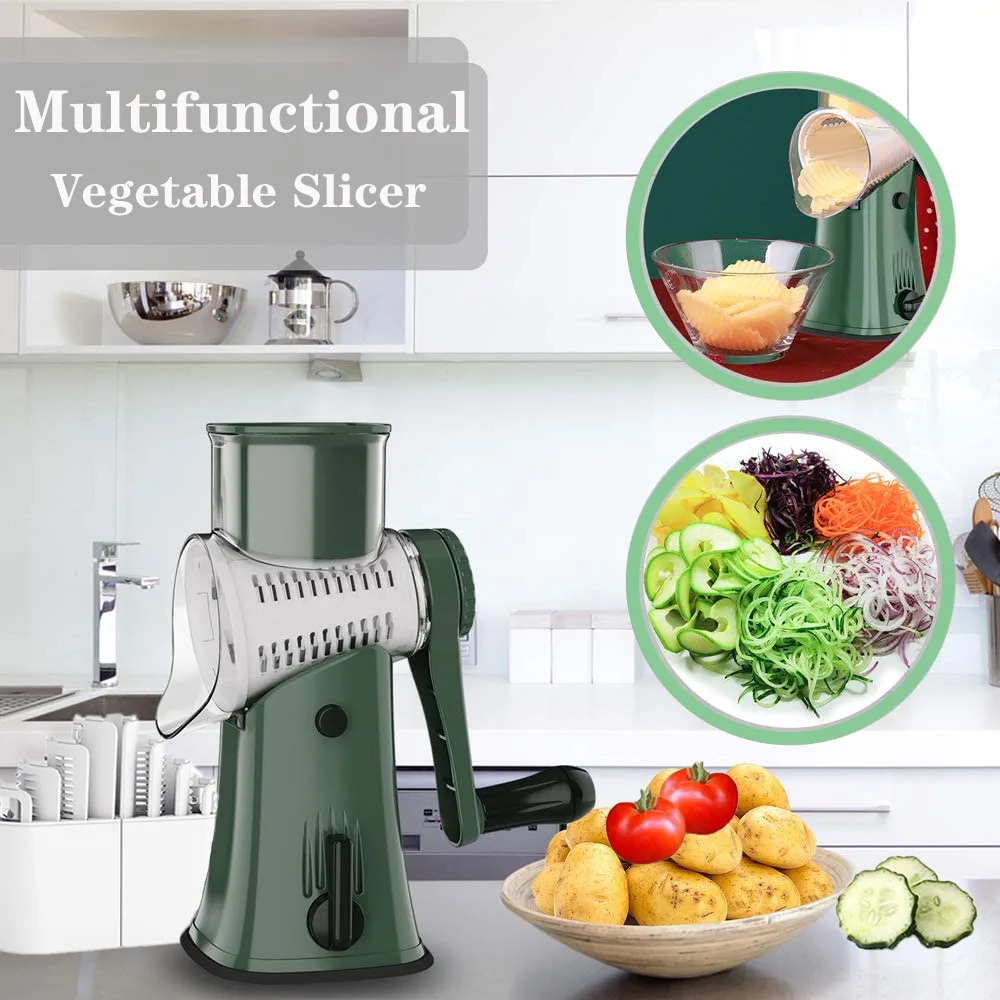 manual vegetable slicer cutter kitchen accessories multifunctional round rotate potato slicer graters cheese shredder gadgets free global shipping