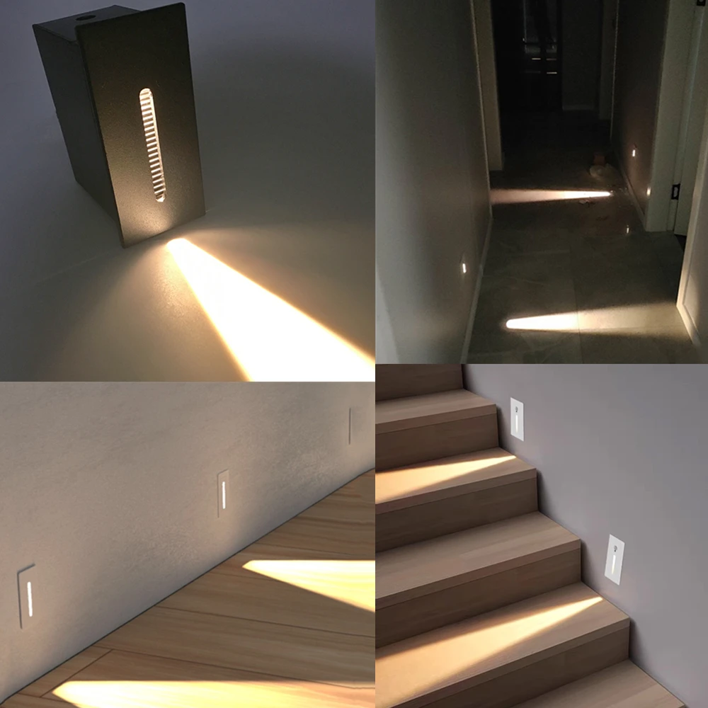 

3W LED Recessed Stair Wall Light Indoor Decoration Steps Lights Ladder Stairway Night Light Corridor Wall Lamp Aluminum 85-265V