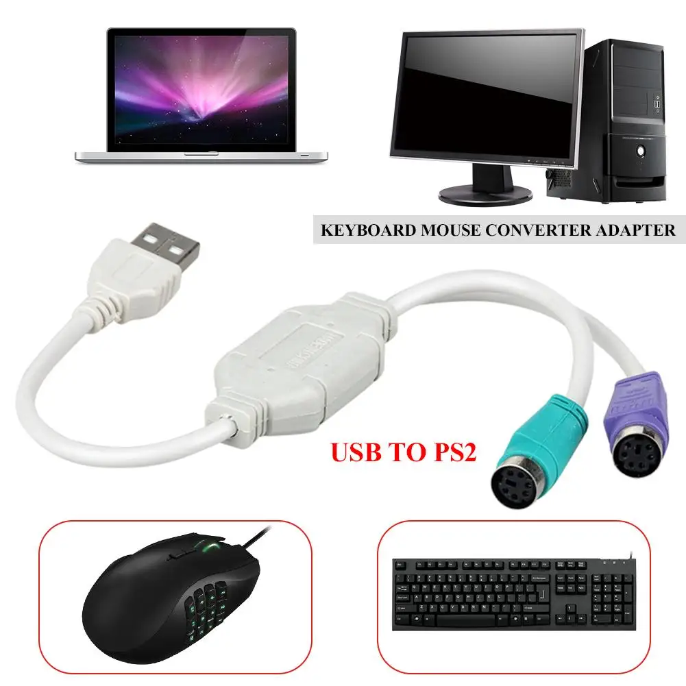 USB к PS/2 клавиатуре переходник для мыши Male PS 2 Female круглому порту клавиатуры кабель