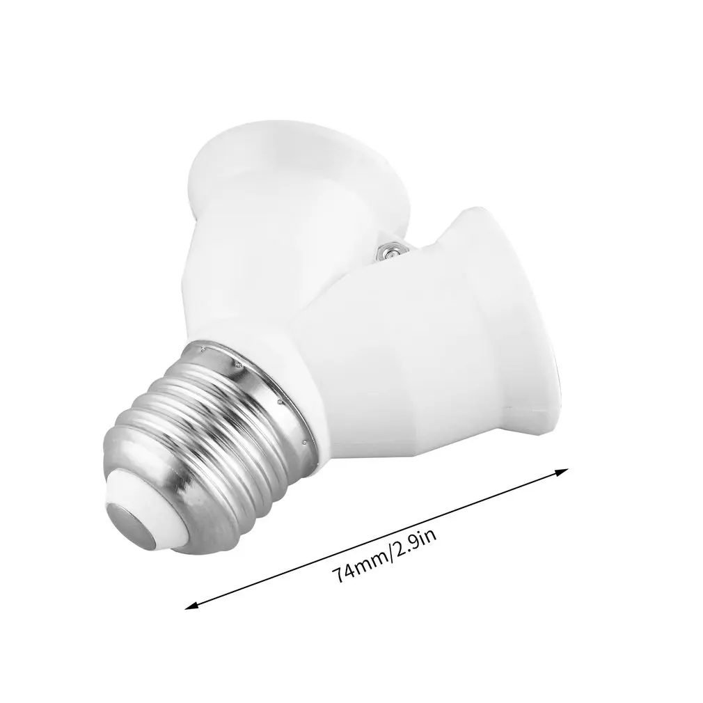 

Brand Quality E27 to 2xE27 1 to 2 Y Shape LED Halogen CFL Bulb Base Light Lamp Splitter Split Adapter Converter Socket Extend