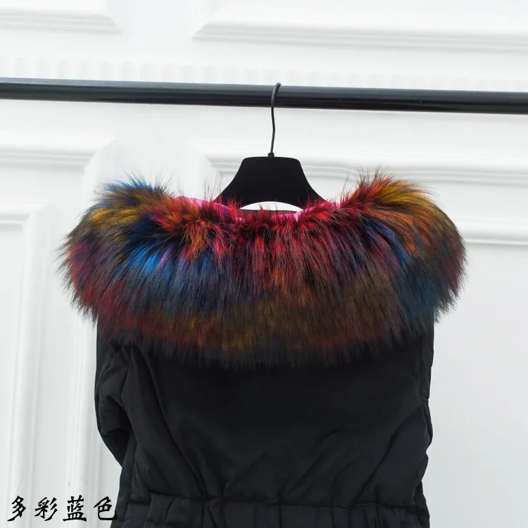 Qearlsart из искусственного меха енота зимные воротники шарфы для женщин капюшон