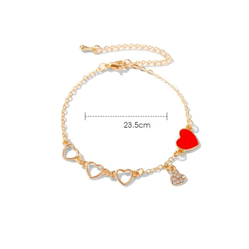 

Korean Red Peach Heart Bracelets for Women Minimalism Charm Bracelet Bangles for Women Stainless Steel Jewelry Bridesmaid Gift