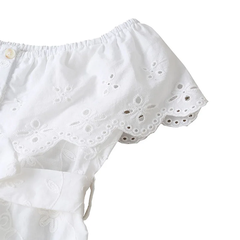 Белый комбинезон с цветочным рисунком для маленьких девочек детские вечерние